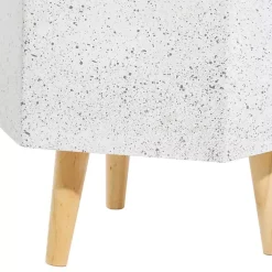 Kirklands Home Speckled Planters with Wooden Legs, Set of 2 White New