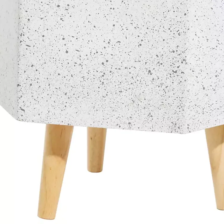 Kirklands Home Speckled Planters with Wooden Legs, Set of 2 White New