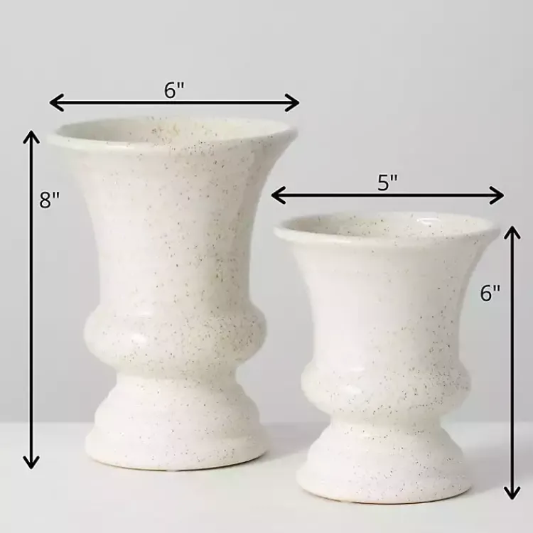 Vases>Kirklands Home Speckled Terracotta Block Vases, Set of 2 White