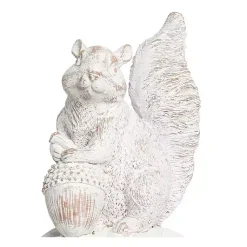 Fall>Kirklands Home Squirrel and Pumpkin Statue White