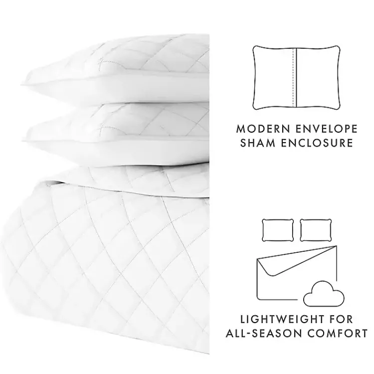 Kirklands Home Stitched Diamond 2-pc. Twin Quilt Set White