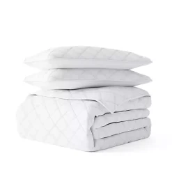 Kirklands Home Stitched Diamond 3-pc. Queen Quilt Set White New