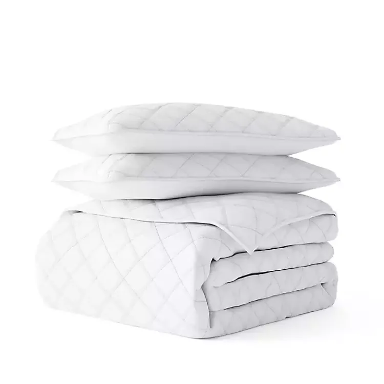 Kirklands Home Stitched Diamond 3-pc. Queen Quilt Set White New