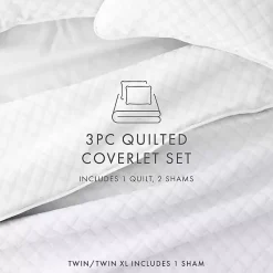 Kirklands Home Stitched Diamond 3-pc. Queen Quilt Set White New