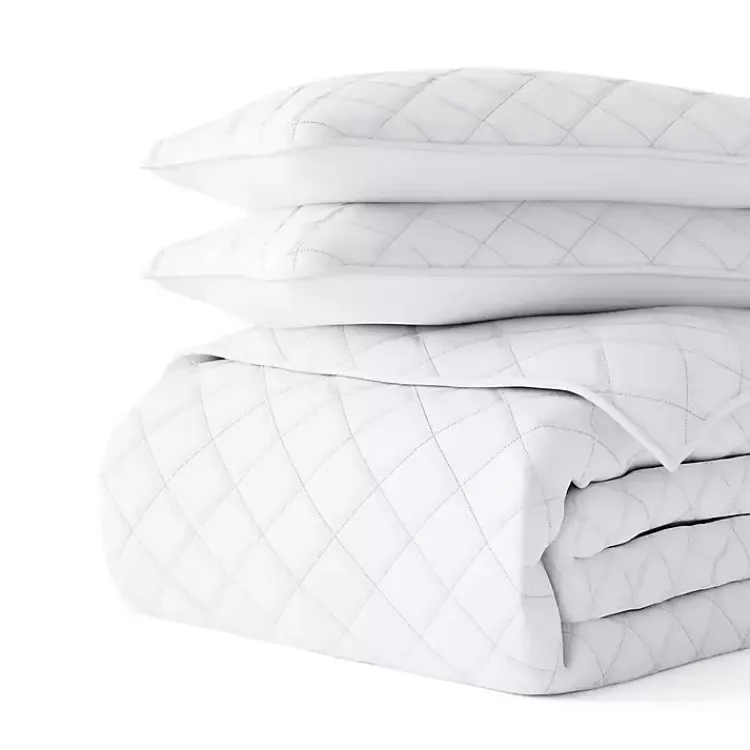Kirklands Home Stitched Diamond 3-pc. King Quilt Set White Best
