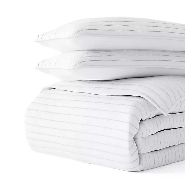 Kirklands Home Stitched Stripes 2-pc. Twin Quilt Set White