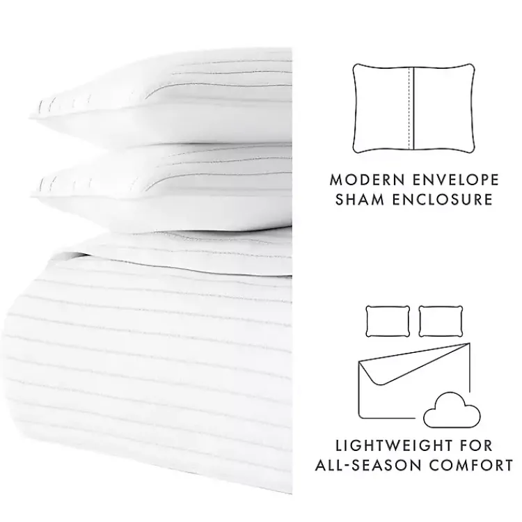 Kirklands Home Stitched Stripes 2-pc. Twin Quilt Set White