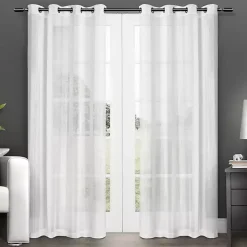 Kirklands Home Stripe Sheer Curtain Panel Set, 96 in. White Hot