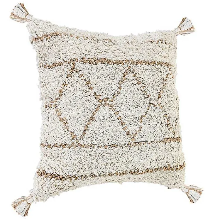 Pillows>Kirklands Home White Textured Diamond Throw Pillow