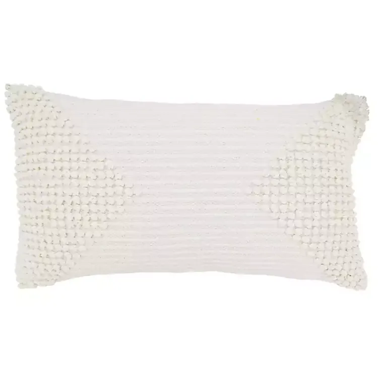 Pillows>Kirklands Home Textured Woven Diamond Lumbar Pillow White