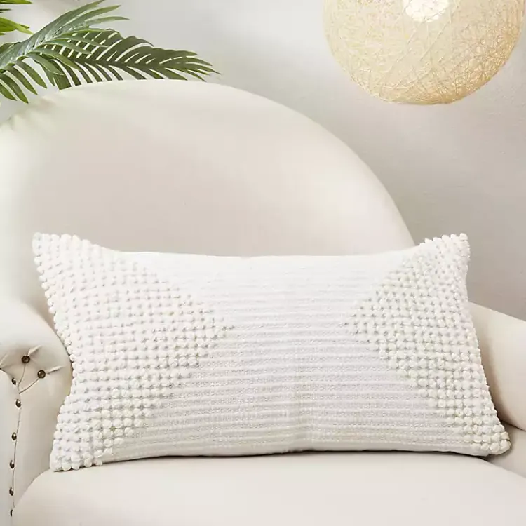 Pillows>Kirklands Home Textured Woven Diamond Lumbar Pillow White