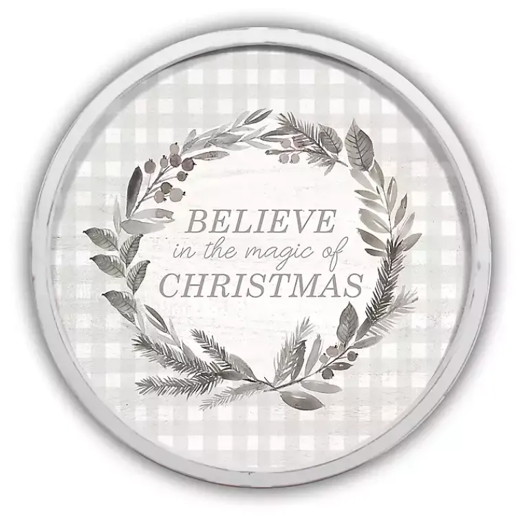 Christmas Art & Wall Decor>Kirklands Home The Magic of Christmas Round Wall Plaque White