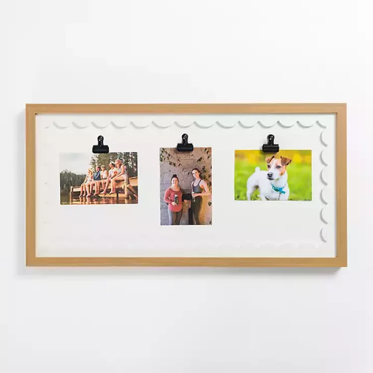 Collage Frames>Kirklands Home White Three Clip Scalloped Collage Picture Frame