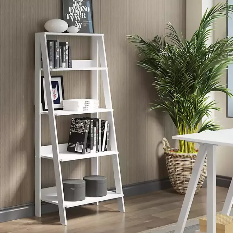 Kirklands Home 4-Tier Ladder Bookshelf White Clearance