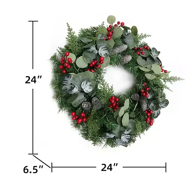Wreaths>Kirklands Home White Tip Pinecone and Eucalyptus Wreath