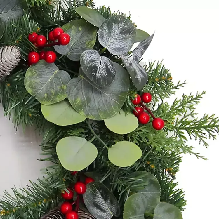 Wreaths>Kirklands Home White Tip Pinecone and Eucalyptus Wreath