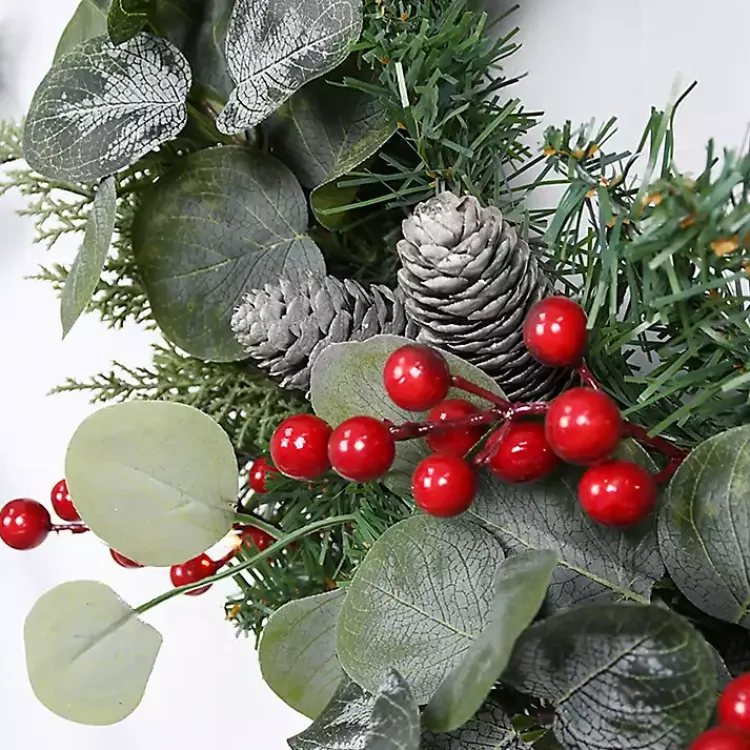 Wreaths>Kirklands Home White Tip Pinecone and Eucalyptus Wreath