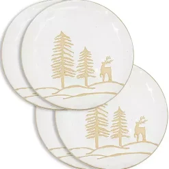 Christmas Dining & Entertaining>Kirklands Home White Trees and Deer Dinner Plates, Set of 4