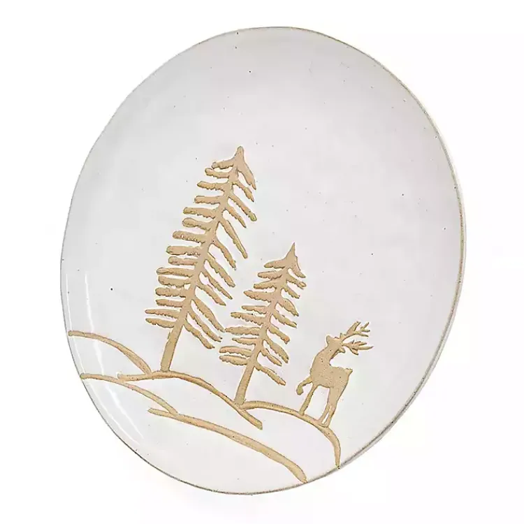 Christmas Dining & Entertaining>Kirklands Home White Trees and Deer Dinner Plates, Set of 4