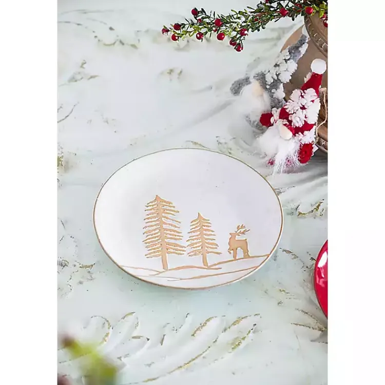 Christmas Dining & Entertaining>Kirklands Home White Trees and Deer Dinner Plates, Set of 4