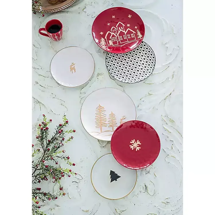 Christmas Dining & Entertaining>Kirklands Home White Trees and Deer Dinner Plates, Set of 4