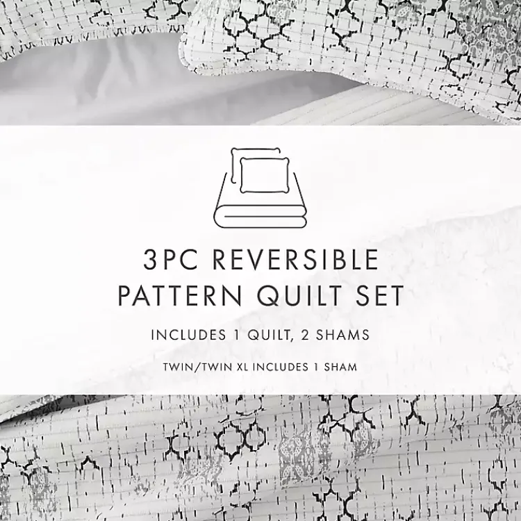 Kirklands Home White Trellis Reversible 3-pc. King Quilt Set Best