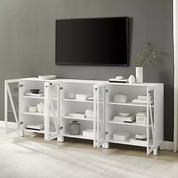 Kirklands Home Triangle 6-Door Wood Media Cabinet White Discount