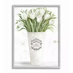 Kirklands Home White Tulip Bouquet in a Vase Framed Art Print