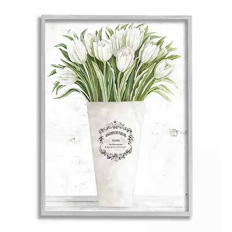 Kirklands Home White Tulip Bouquet in a Vase Framed Art Print