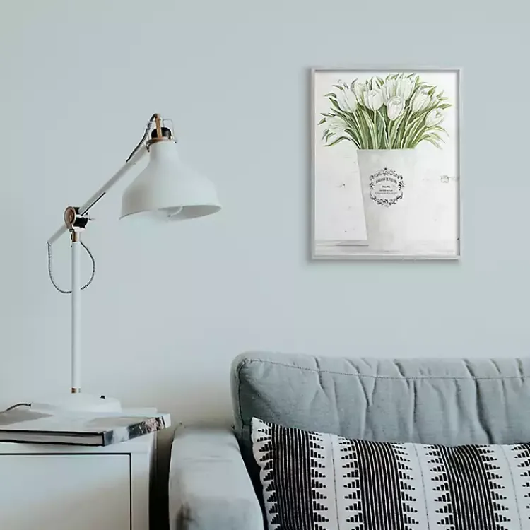 Kirklands Home White Tulip Bouquet in a Vase Framed Art Print