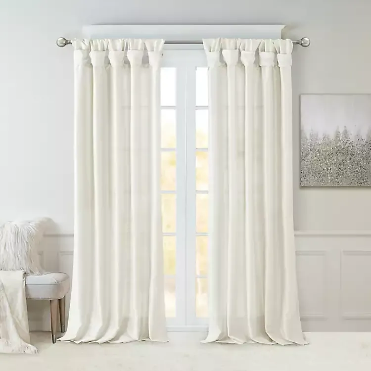 Kirklands Home Twist Top Curtain Panel, 108 in. White Outlet