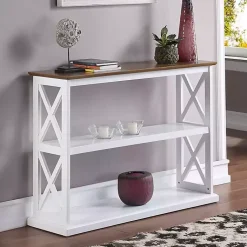 Kirklands Home Two-Tone Double X Sides Console Table White Discount