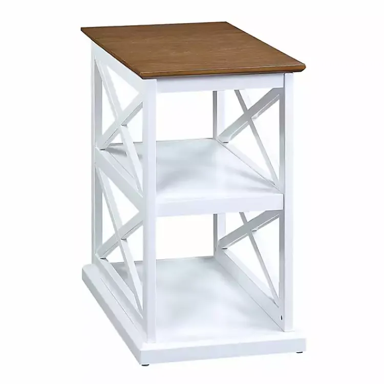 Kirklands Home Two-Tone Wood Double X Sides Accent Table White