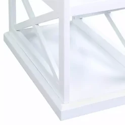 Kirklands Home Two-Tone Wood Double X Sides Accent Table White