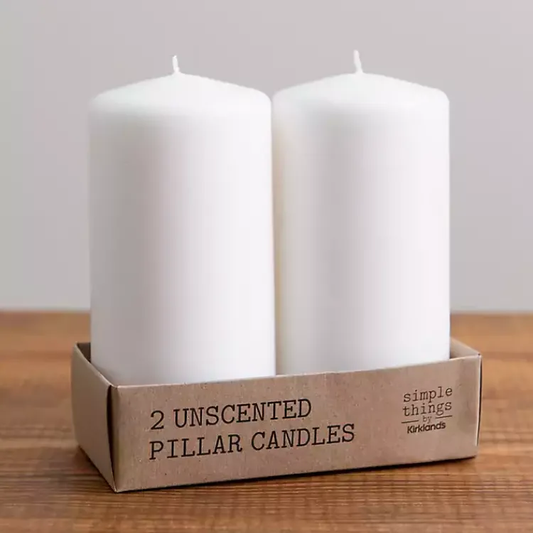 Candles>Kirklands Home Unscented Pillar Candles, Set of 2 White