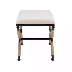 Kirklands Home White Upholstered and Wrapped Rope Metal Bench Online