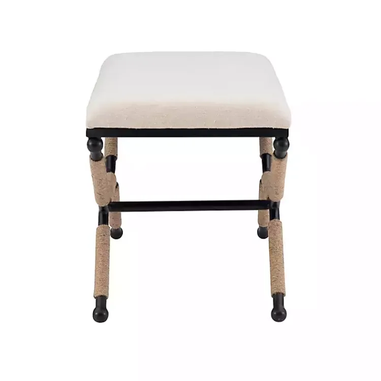 Kirklands Home White Upholstered and Wrapped Rope Metal Bench Online