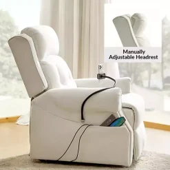 Kirklands Home Upholstered Lift Assist Massaging Recliner White Discount
