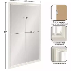 Kirklands Home White Vintage Beaded Wall Mirror, 36 in. Best