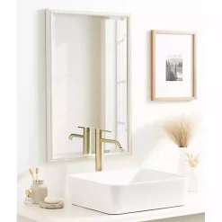 Kirklands Home White Vintage Beaded Wall Mirror, 30 in. Clearance