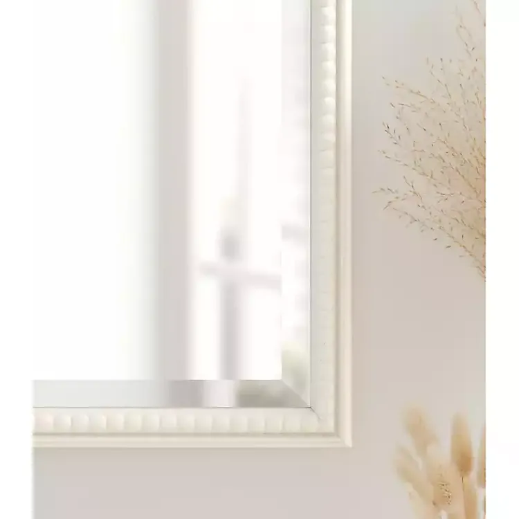 Kirklands Home White Vintage Beaded Wall Mirror, 30 in. Clearance