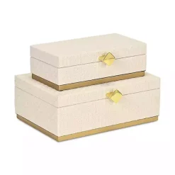 Baskets & Boxes>Kirklands Home White Vinyl Rattan Rectangular Boxes, Set of 2
