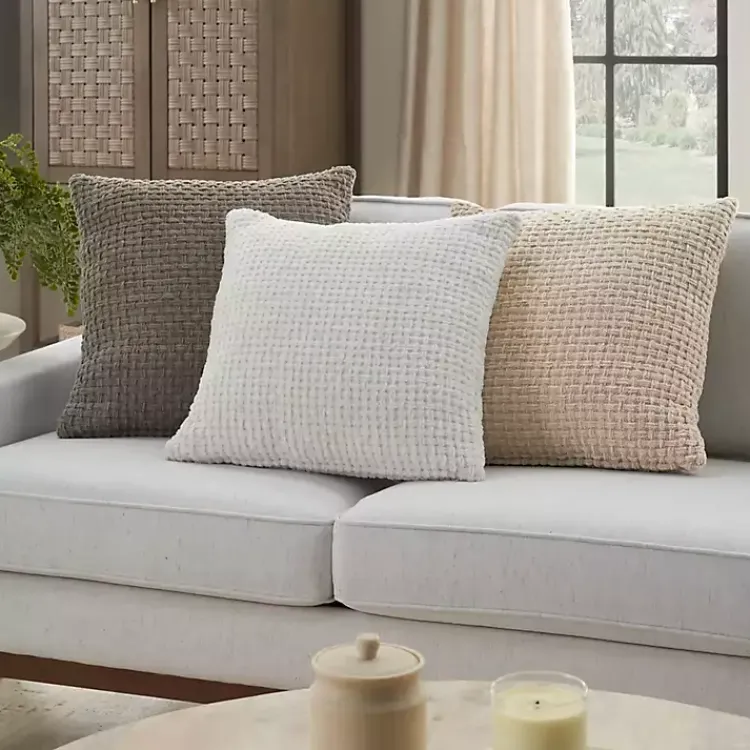 Pillows>Kirklands Home Waffle Knit Chenille Throw Pillows, Set of 2 White