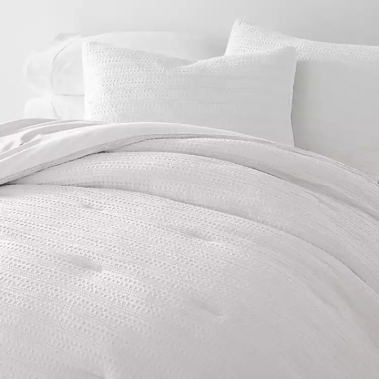 Kirklands Home Waffle Ultra-Soft 3-pc. Queen Comforter Set White New