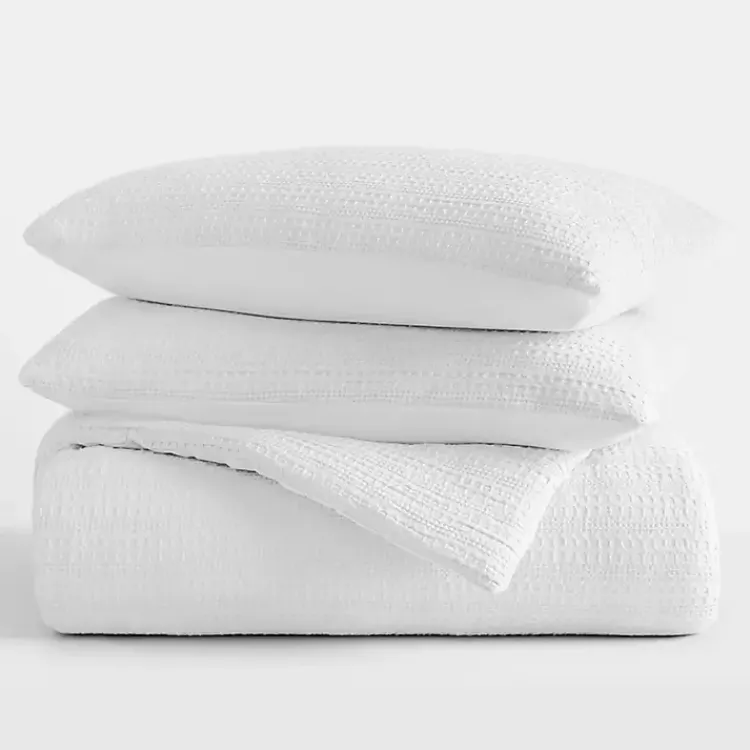 Kirklands Home Waffle Ultra-Soft 3-pc. Queen Comforter Set White New