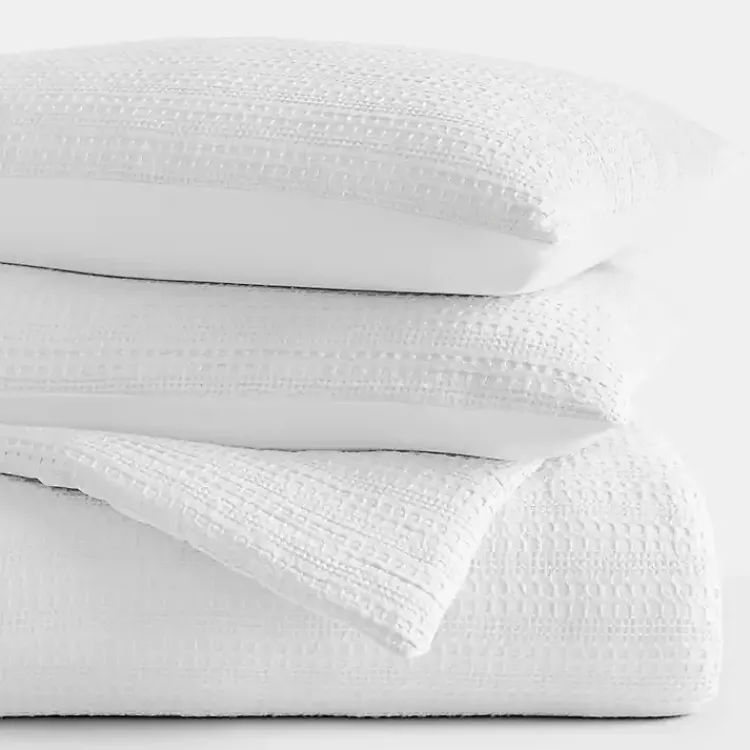 Kirklands Home Waffle Ultra-Soft 3-pc. Queen Comforter Set White New