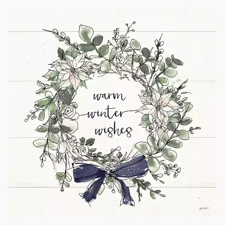 Christmas Art & Wall Decor>Kirklands Home Warm Winter Wishes Wreath Canvas Art Print White
