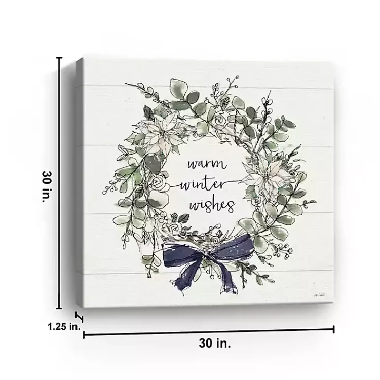 Christmas Art & Wall Decor>Kirklands Home Warm Winter Wishes Wreath Canvas Art Print White