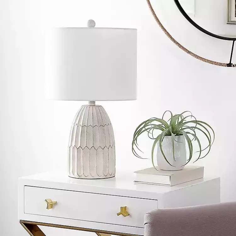 Kirklands Home Weathered Geometric Table Lamp White Sale
