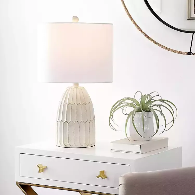 Kirklands Home Weathered Geometric Table Lamp White Sale